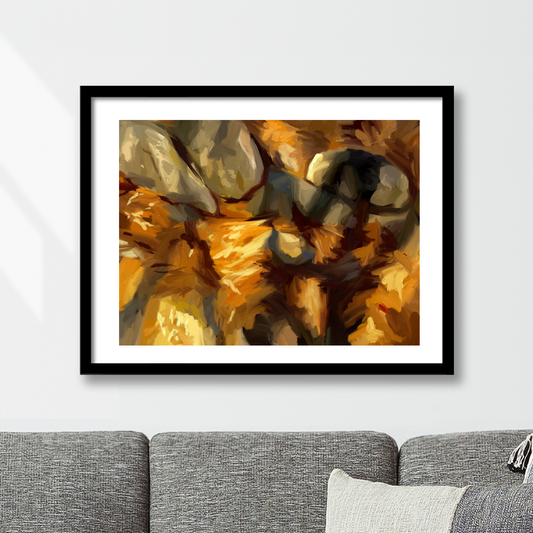 Stones & Leaves Print