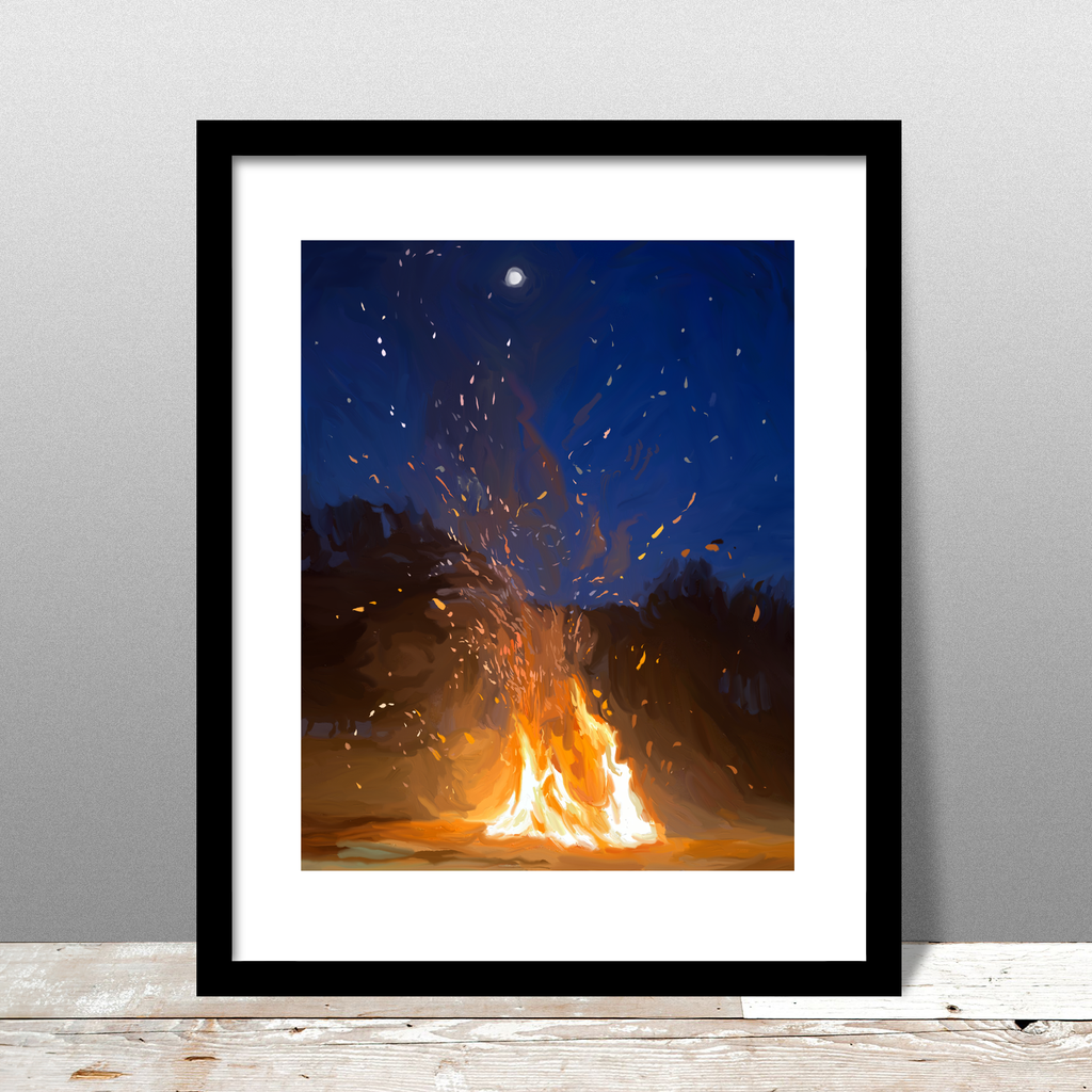 Blue Bonfire Print