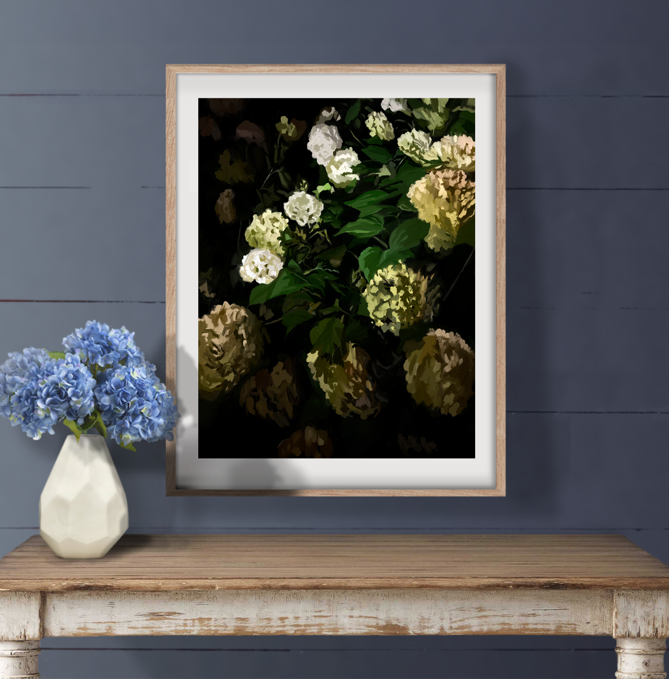 Night Hydrangeas Print