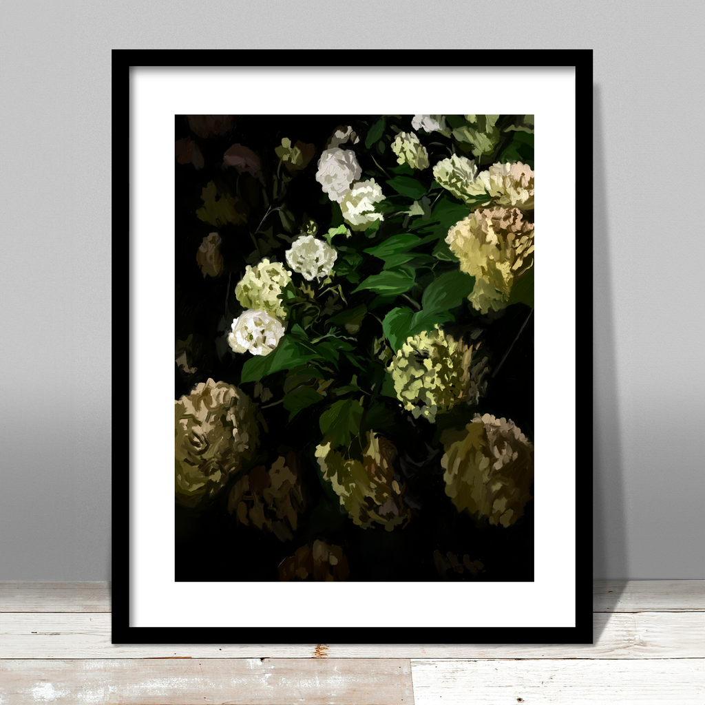 Night Hydrangeas Print