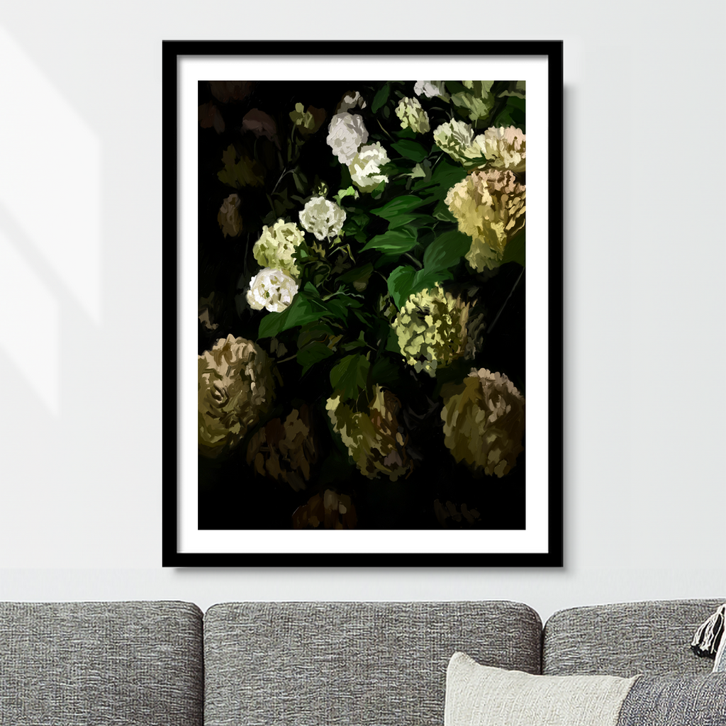 Night Hydrangeas Print