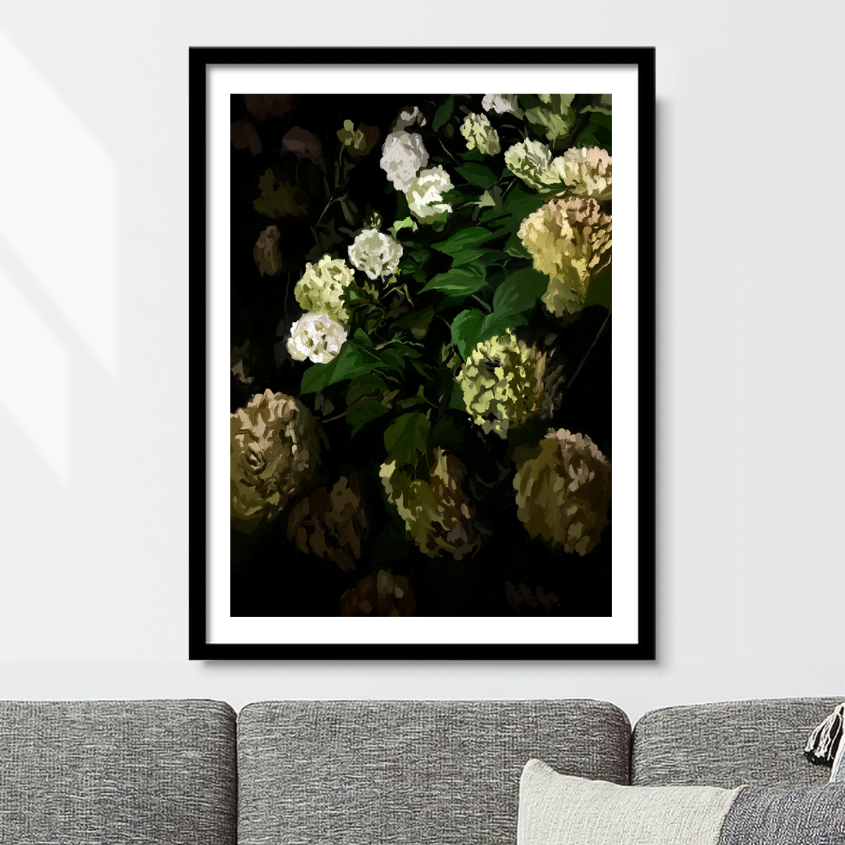 Night Hydrangeas Print