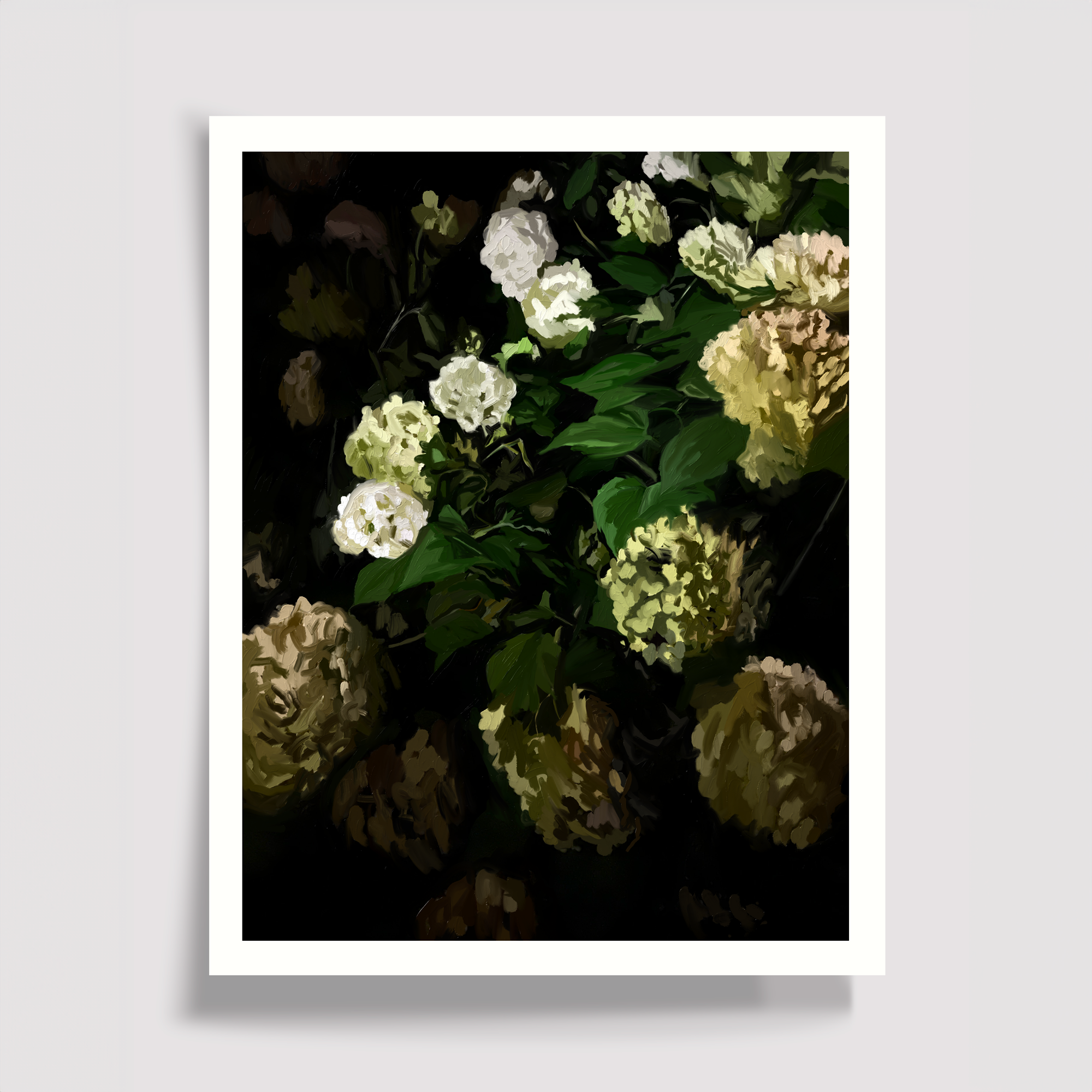 Night Hydrangeas Print