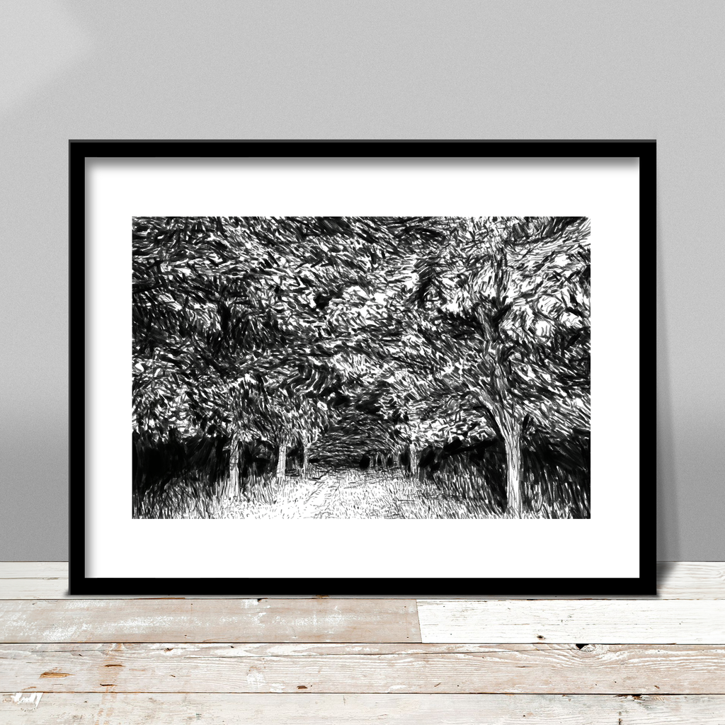 Night Walk Down the Driveway Print
